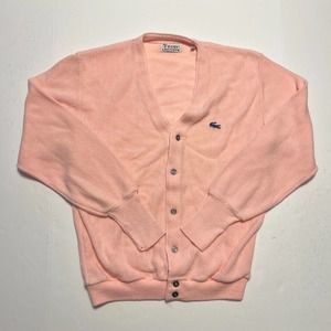 Vintage Izod Lacoste Cardigan Sweater Mens XL Pink Orlon Tyler the Creator